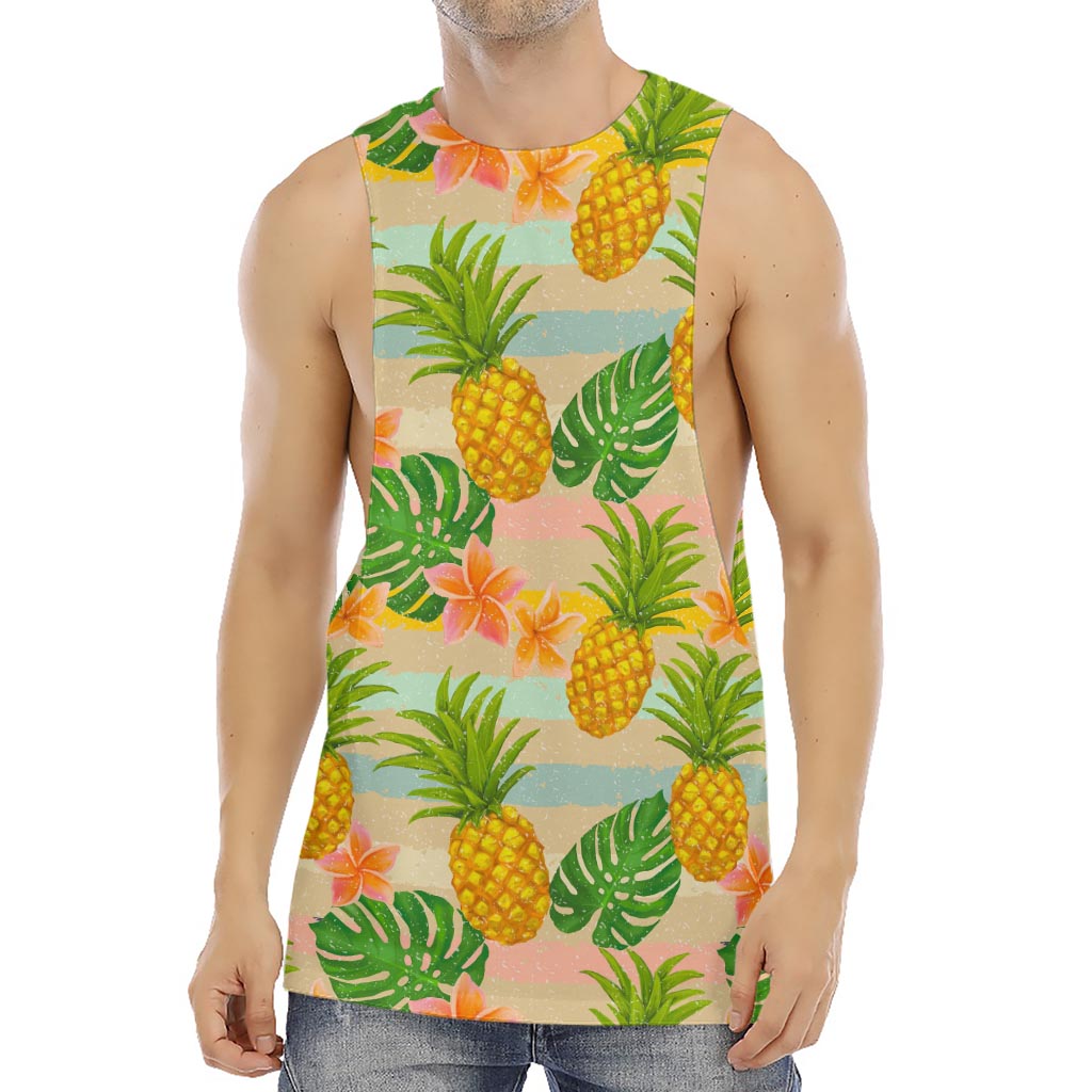 Sand Beach Pineapple Pattern Print Men's Muscle Tank Top