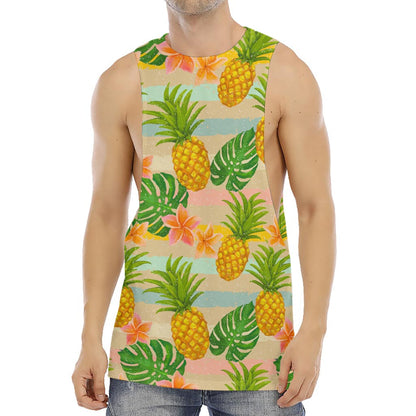 Sand Beach Pineapple Pattern Print Men's Muscle Tank Top