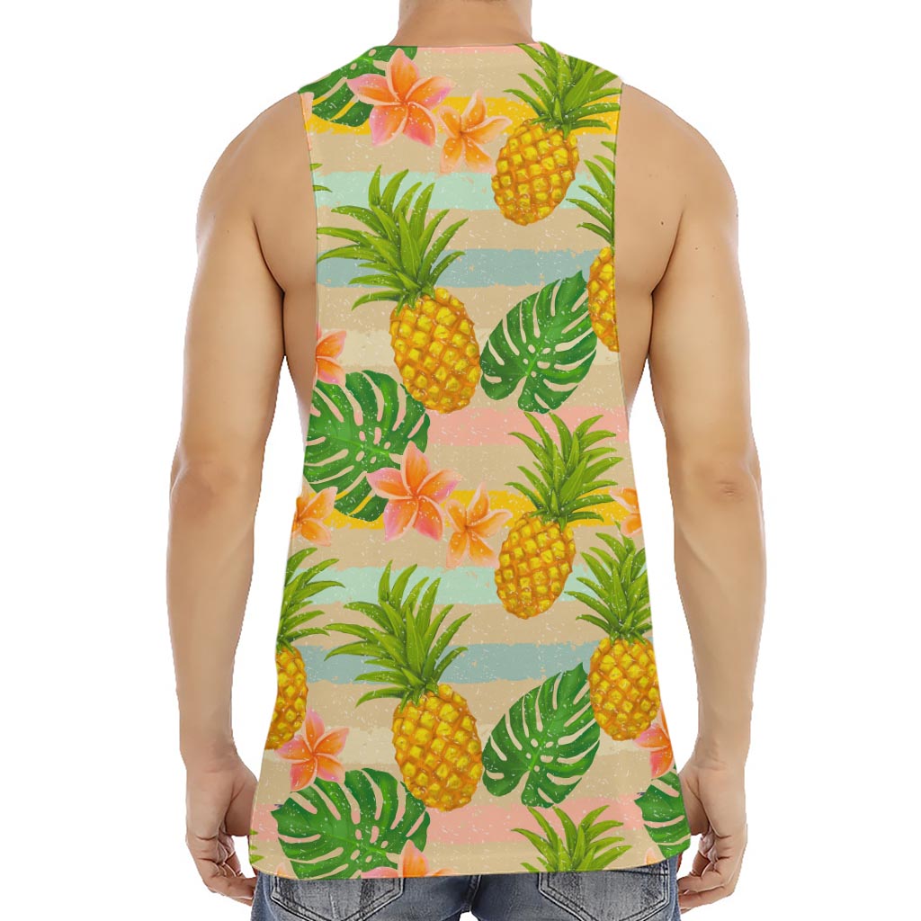 Sand Beach Pineapple Pattern Print Men's Muscle Tank Top