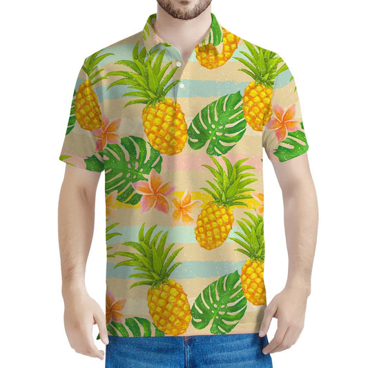 Sand Beach Pineapple Pattern Print Men's Polo Shirt