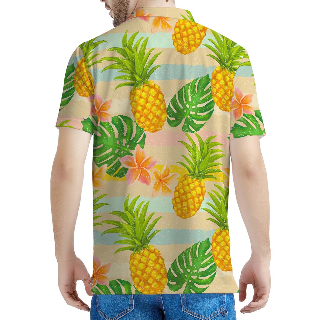 Sand Beach Pineapple Pattern Print Men's Polo Shirt