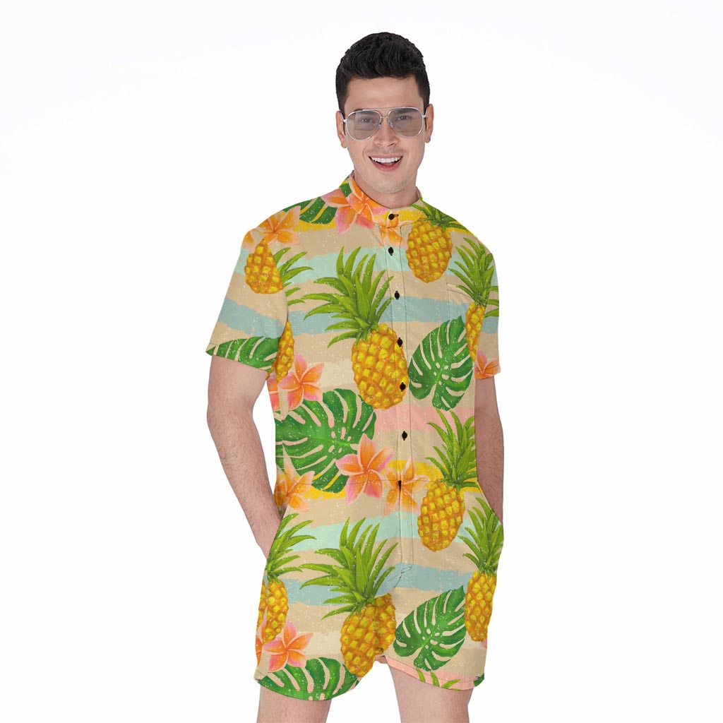 Sand Beach Pineapple Pattern Print Men's Rompers