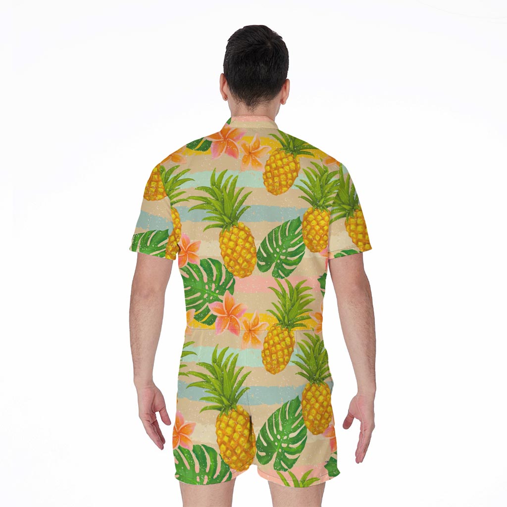 Sand Beach Pineapple Pattern Print Men's Rompers