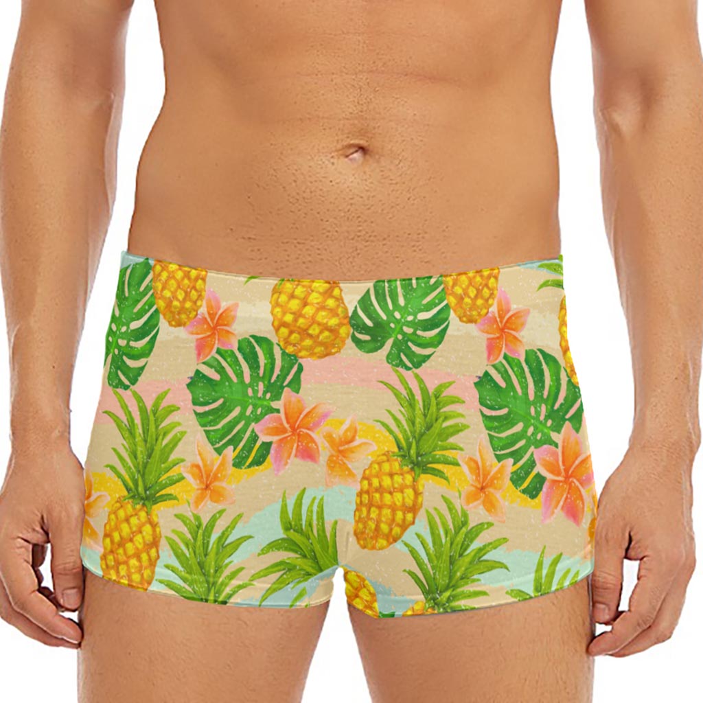 Sand Beach Pineapple Pattern Print Men's Short Boxer Briefs