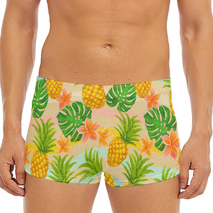 Sand Beach Pineapple Pattern Print Men's Short Boxer Briefs