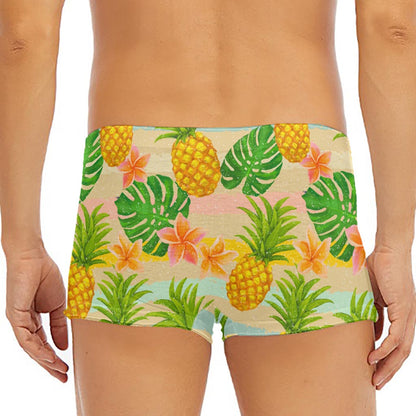 Sand Beach Pineapple Pattern Print Men's Short Boxer Briefs