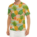 Sand Beach Pineapple Pattern Print Men's Short Sleeve Rash Guard