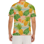 Sand Beach Pineapple Pattern Print Men's Short Sleeve Rash Guard