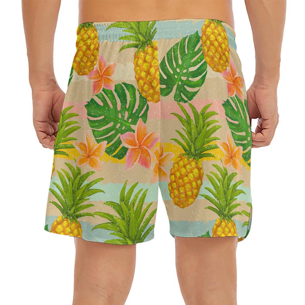Sand Beach Pineapple Pattern Print Men's Split Running Shorts