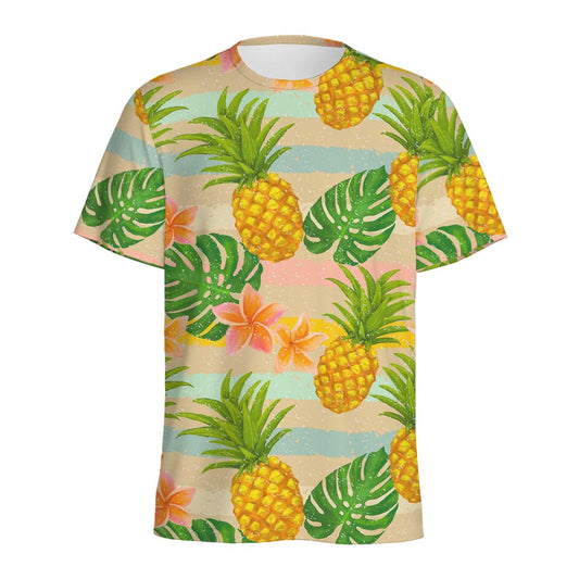 Sand Beach Pineapple Pattern Print Men's Sports T-Shirt