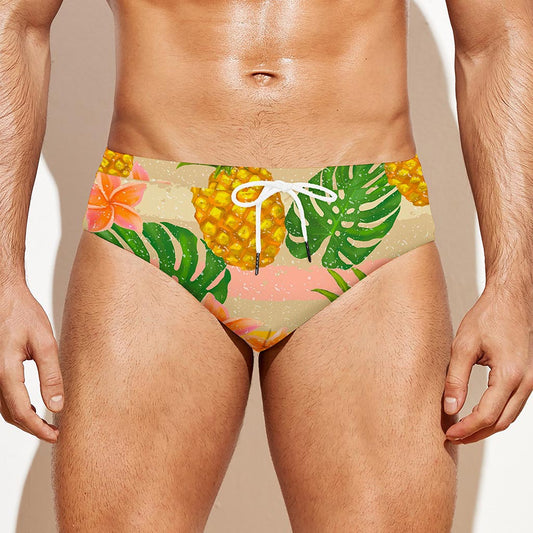 Sand Beach Pineapple Pattern Print Men's Swim Briefs