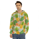 Sand Beach Pineapple Pattern Print Men's Velvet Pullover Hoodie