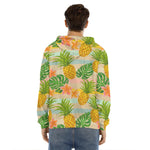 Sand Beach Pineapple Pattern Print Men's Velvet Pullover Hoodie