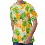 Sand Beach Pineapple Pattern Print Men's Velvet T-Shirt