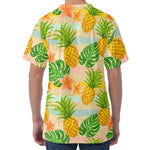 Sand Beach Pineapple Pattern Print Men's Velvet T-Shirt