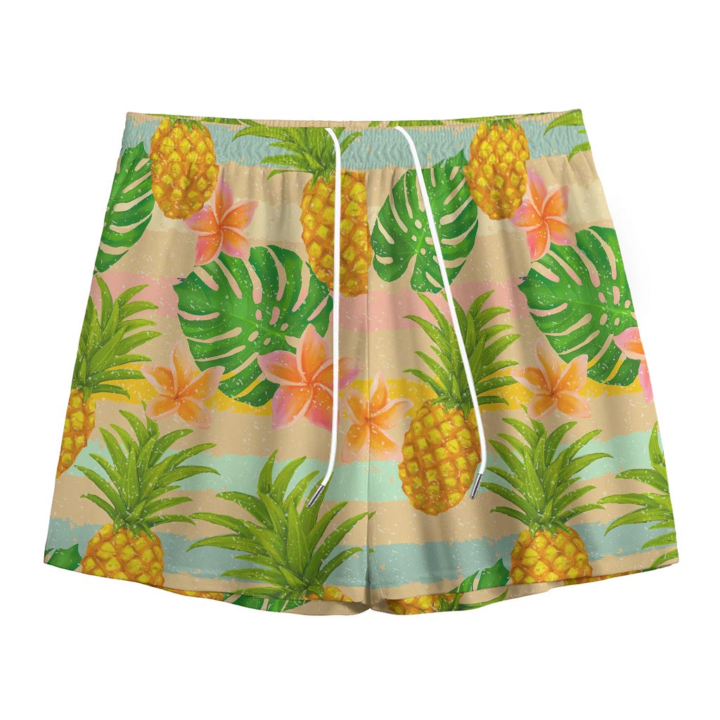 Sand Beach Pineapple Pattern Print Mesh Shorts