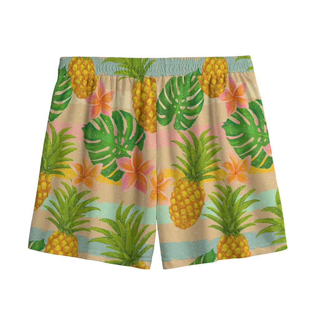 Sand Beach Pineapple Pattern Print Mesh Shorts
