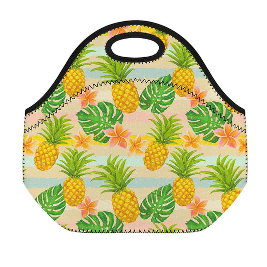 Sand Beach Pineapple Pattern Print Neoprene Lunch Bag