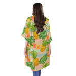 Sand Beach Pineapple Pattern Print Open Front Beach Cover Up