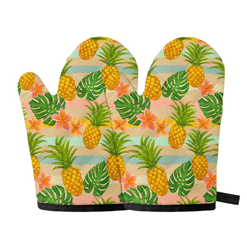 Sand Beach Pineapple Pattern Print Oven Mitts