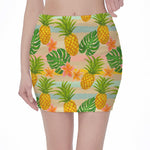 Sand Beach Pineapple Pattern Print Pencil Mini Skirt