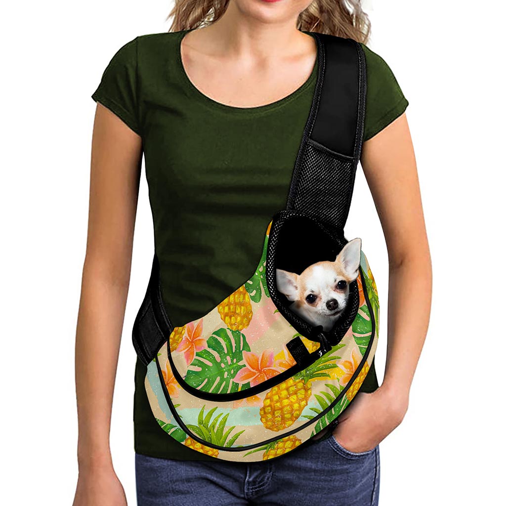 Sand Beach Pineapple Pattern Print Pet Sling Carrier
