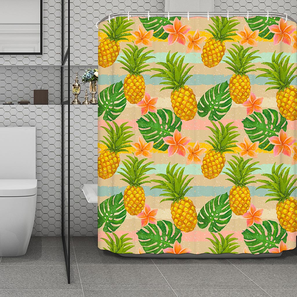 Sand Beach Pineapple Pattern Print Polyester Shower Curtain