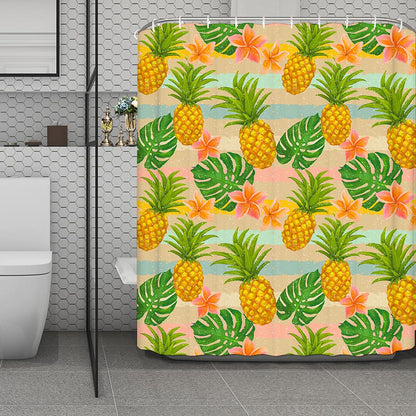 Sand Beach Pineapple Pattern Print Polyester Shower Curtain