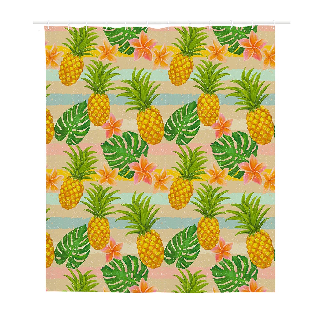 Sand Beach Pineapple Pattern Print Polyester Shower Curtain