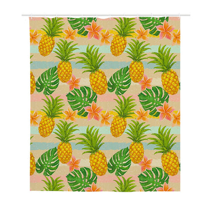 Sand Beach Pineapple Pattern Print Polyester Shower Curtain