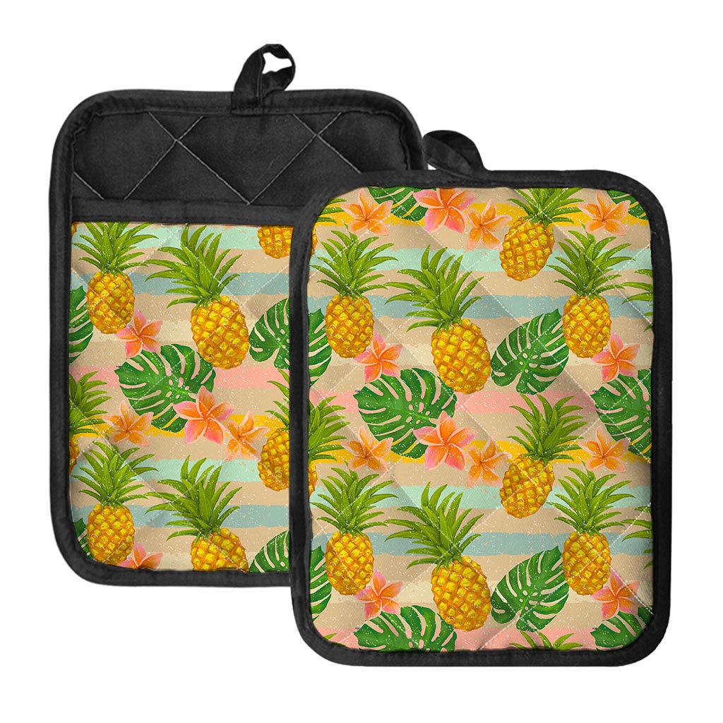 Sand Beach Pineapple Pattern Print Pot Holders With Pocket