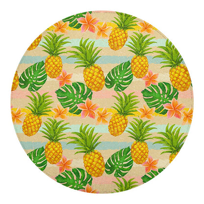 Sand Beach Pineapple Pattern Print Round Blanket