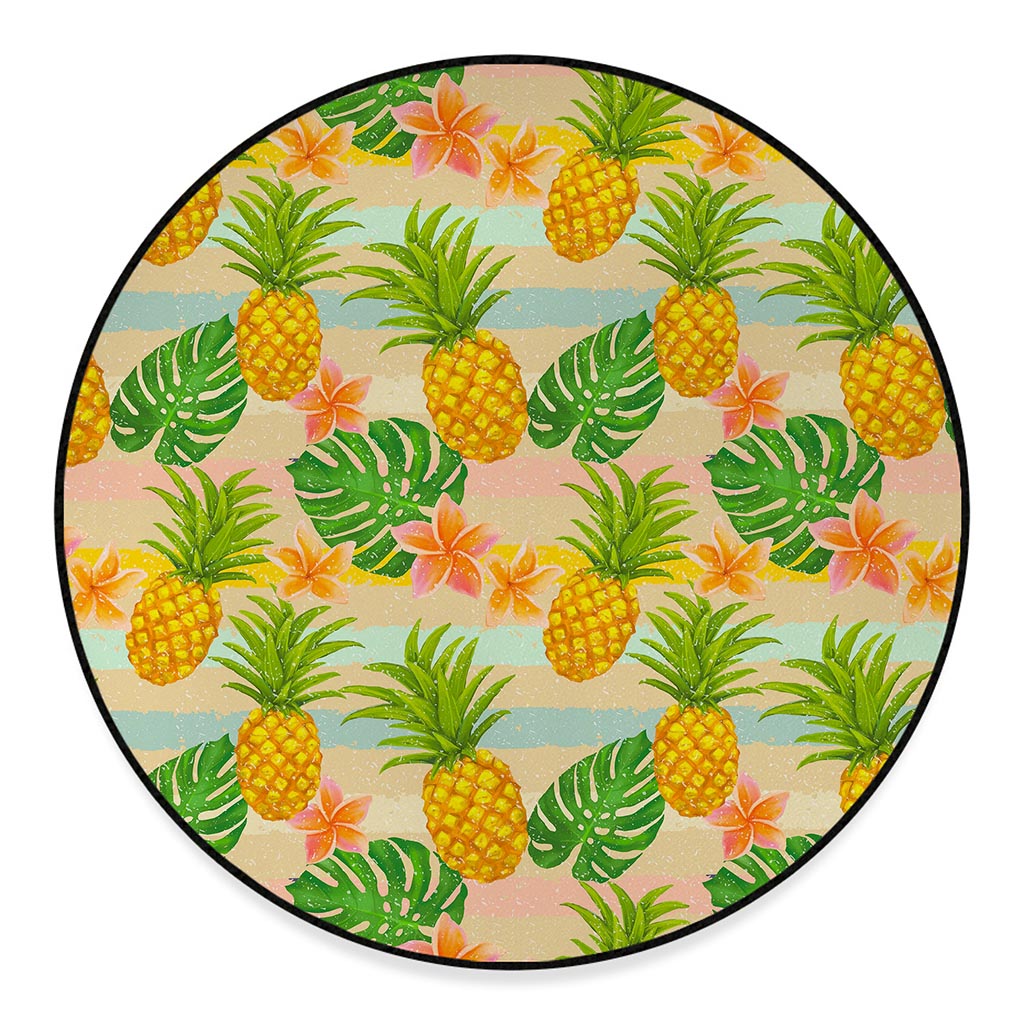 Sand Beach Pineapple Pattern Print Round Floor Mat