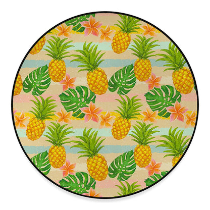 Sand Beach Pineapple Pattern Print Round Floor Mat