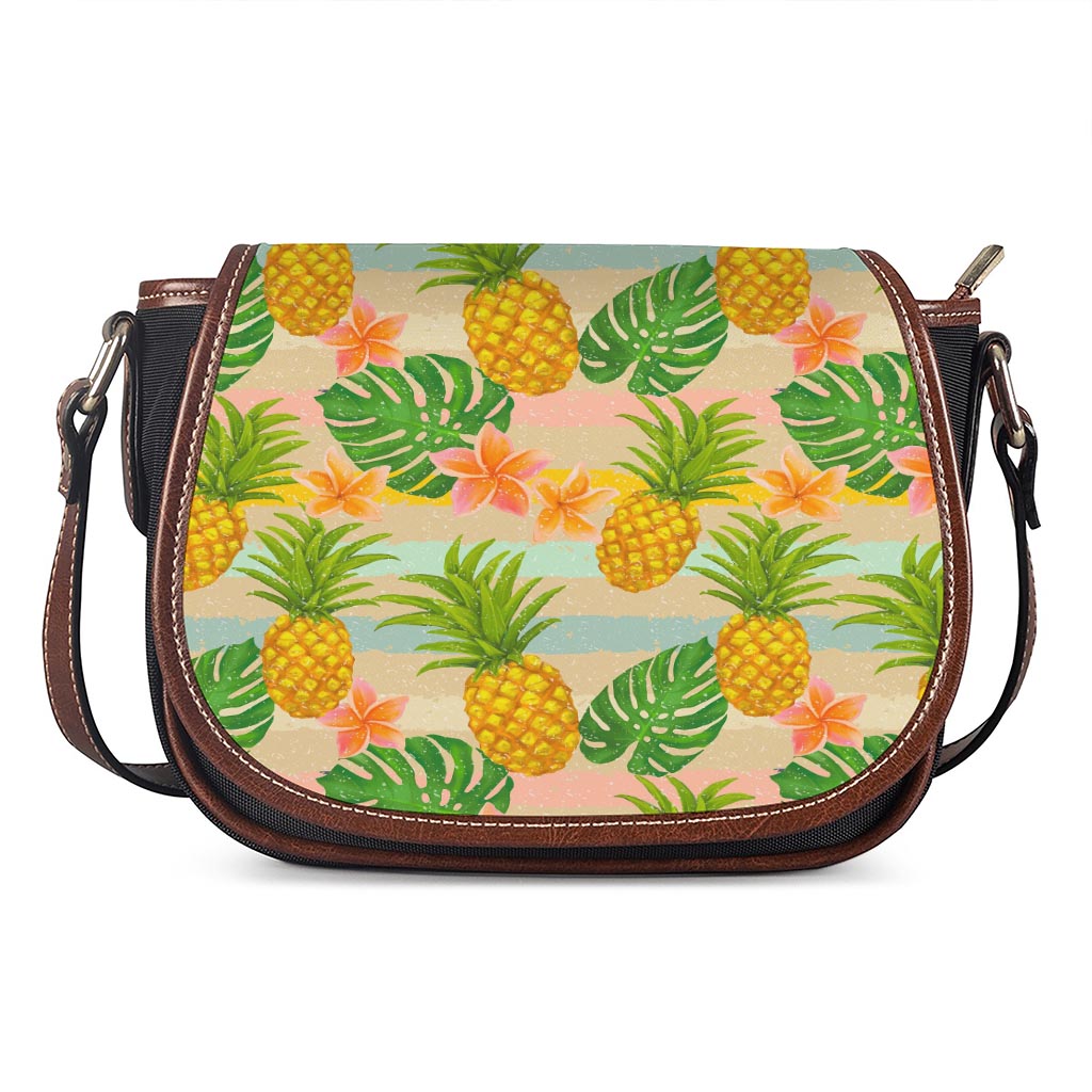 Sand Beach Pineapple Pattern Print Saddle Bag