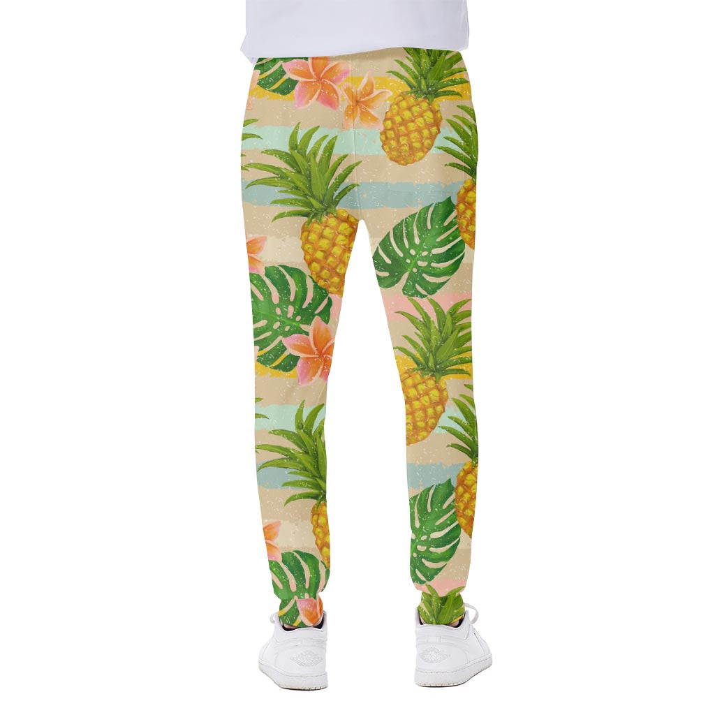 Sand Beach Pineapple Pattern Print Scuba Joggers