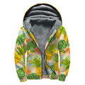 Sand Beach Pineapple Pattern Print Sherpa Lined Zip Up Hoodie