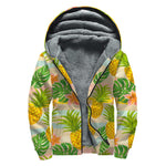 Sand Beach Pineapple Pattern Print Sherpa Lined Zip Up Hoodie