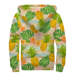 Sand Beach Pineapple Pattern Print Sherpa Lined Zip Up Hoodie