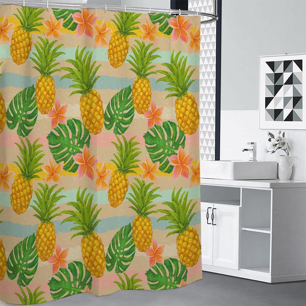 Sand Beach Pineapple Pattern Print Shower Curtain