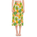 Sand Beach Pineapple Pattern Print Side Slit Midi Skirt