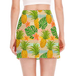 Sand Beach Pineapple Pattern Print Side Slit Mini Skirt