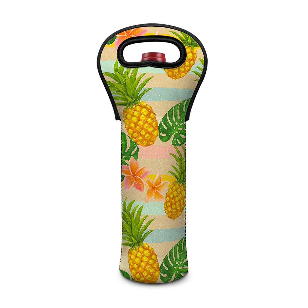 Sand Beach Pineapple Pattern Print Single Neoprene Wine Tote