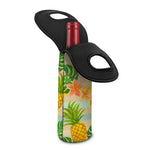 Sand Beach Pineapple Pattern Print Single Neoprene Wine Tote