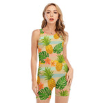 Sand Beach Pineapple Pattern Print Sleeveless One Piece Swimsuit