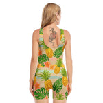 Sand Beach Pineapple Pattern Print Sleeveless One Piece Swimsuit
