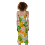 Sand Beach Pineapple Pattern Print Slim Fit Midi Cami Dress