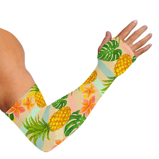 Sand Beach Pineapple Pattern Print Sun Protection Arm Sleeves