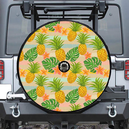 Sand Beach Pineapple Pattern Print Tire Cover With Camera Hole