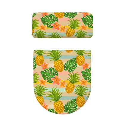 Sand Beach Pineapple Pattern Print Toilet Lid And Tank Cover Set